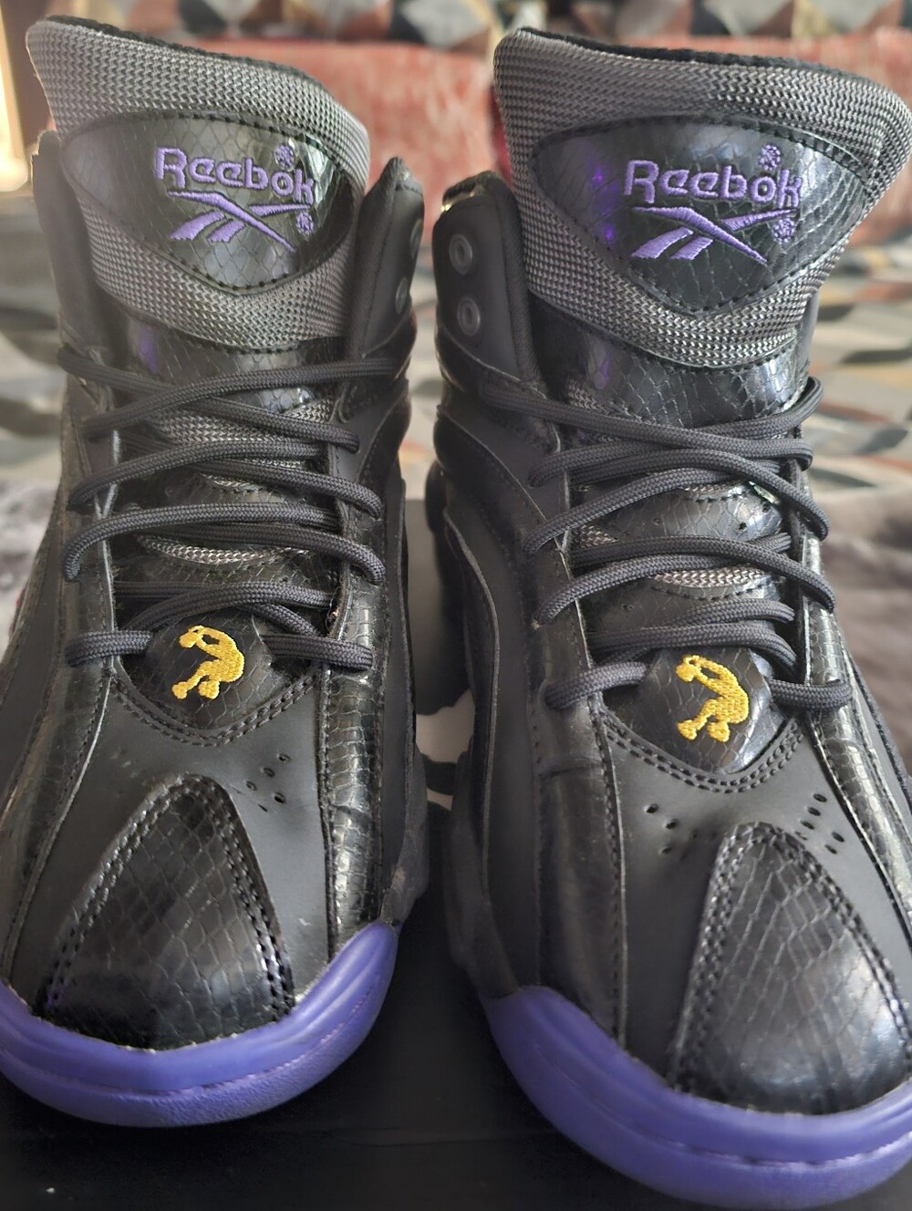 Reebok Black Sneakers with Purple Soles and Accents